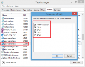 PowerShell 设置运行进程的CPU