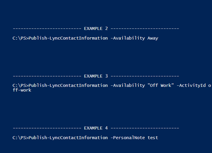 PowerShell更新Lync状态的例子